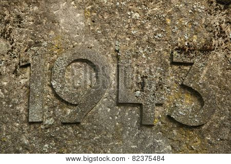 Year 1943 carved in the stone. The years of World War II.  