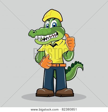 Alligator Mascot - Construction Worker