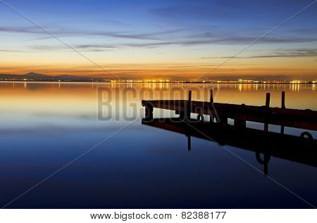 in the lake at night