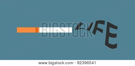 Cigarette with life word as smoke