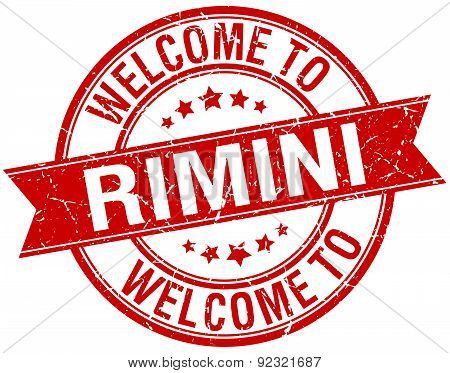 Welcome To Rimini Red Round Ribbon Stamp