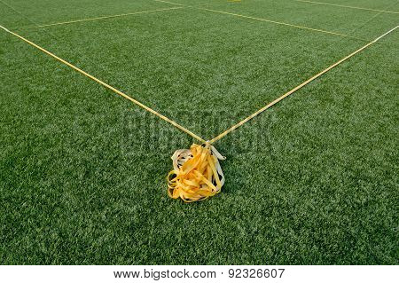 Corner Boundary Markings Of Grass Soccer Field