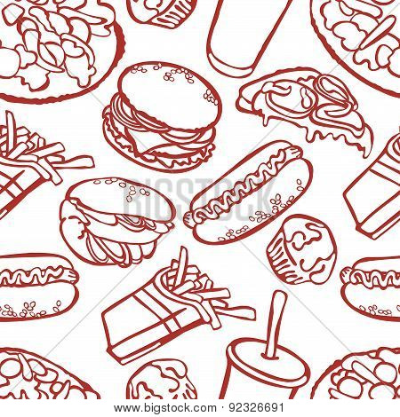 Fast food. Vector seamless illustration