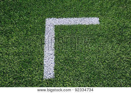 Corner Boundary Markings Of Grass Soccer Field