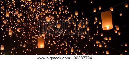 Sky Lanterns Festival Or Yi Peng Festival In Chiang Mai, Thailand
