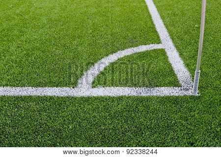 Corner Boundary Markings Of Grass Soccer Field