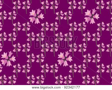 Flower bluebell ornamental seamless line pattern. Floral ornamental background