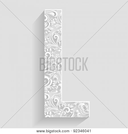 Letter L. Vector Floral Invitation cards Decorative Font