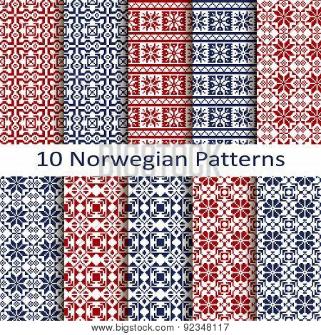 set of ten norwegian patterns