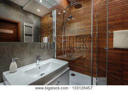 Wooden Wall In Bathroom