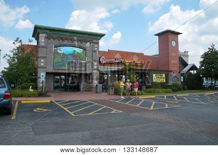 SHOREWOOD, ILLINOIS / UNITED STATES - AUGUST 16, 2015: One may eat beef, burgers, salads, and other foods at Portillo's Hot Dog Restaurant in Shorewood.