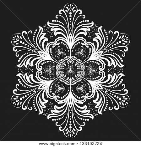 Elegant vector ornament in the style of barogue. Abstract traditional pattern with oriental elements. Black and white pattern