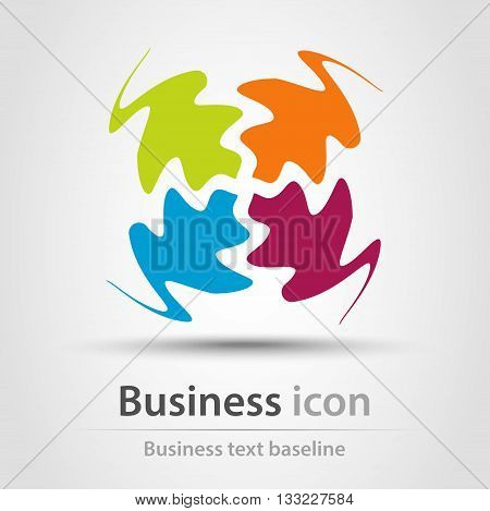 Rainbow business icon with four distracted wawy shapes