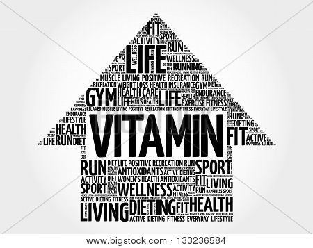 VITAMIN arrow word cloud health concept, presentation background