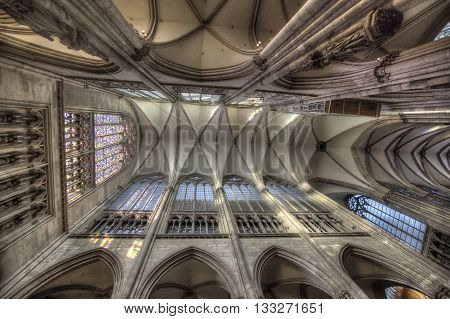 COLOGNE, GERMANY- FEBRUARY 28 2015: Interior of the Cologne cathedral. It is the seat of the Archbishop of Cologne and of the administration of the Archdiocese of Cologne. Also it was declared a World Heritage Site