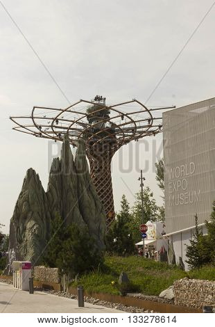 MILAN, ITALY - JUNE 29 2015: Street view of 