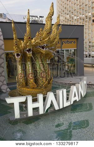 MILAN, ITALY - JUNE 29 2015: Close up of Thailand Pavilion at Expo Exposition Universal on the theme on food in Milan.