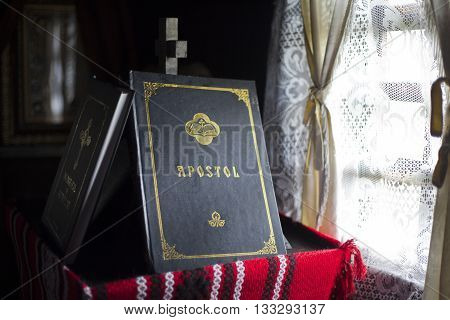 Bible in Church in Topesti village in Romania