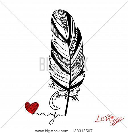 Abstract illustration with a feather. Vector abstract illustration