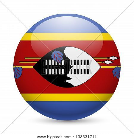 Flag of Swaziland as round glossy icon. Button with Swazi flag
