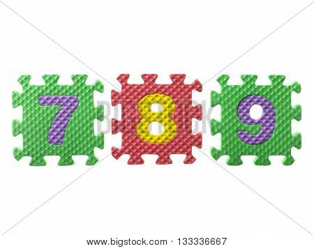 foam puzzle with numbers isolated on a white background