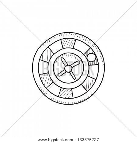 Roulette wheel vector sketch icon isolated on background. Hand drawn Roulette wheel icon. Roulette wheel sketch icon for infographic, website or app.