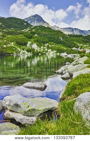Amazing landscape of Muratov peak and mountain river in Pirin Mountain, Bulgaria
