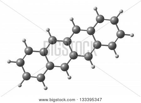 Tetracene also called naphthacene is a polycyclic aromatic hydrocarbon. It has the appearance of a pale orange powder. Tetracene is the four-ringed member of the series of acenes. 3d illustration