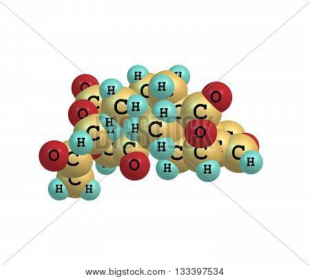 Salvinorin A is the main active psychotropic molecule in Salvia divinorum a Mexican plant which has a long history of use as an entheogen by indigenous Mazatec shamans. 3d illustration