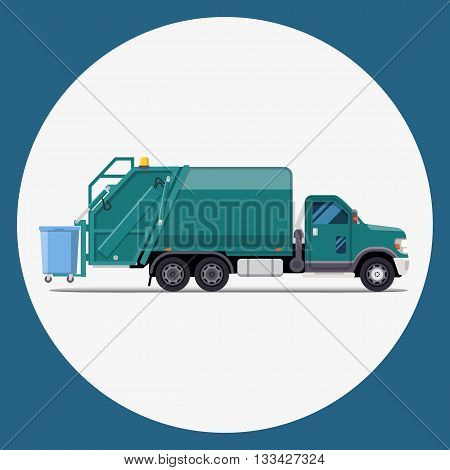 garbage truck flat modern design. Vector illustration