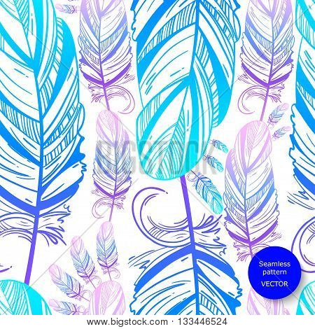 Abstract seamless pattern with feather. Fashion illustration. Vector.