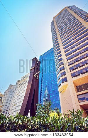 Clothespin Statue And Skyscrapers Of Philadelphia City Center