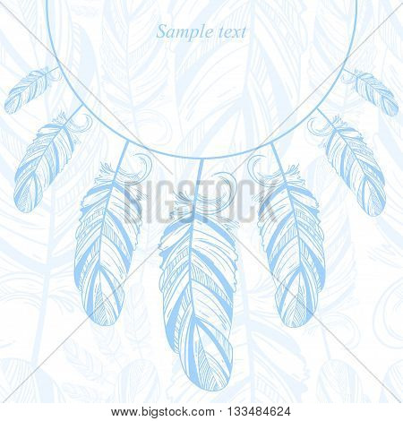Gentle abstract background with feather. Fashion illustration. Vector.