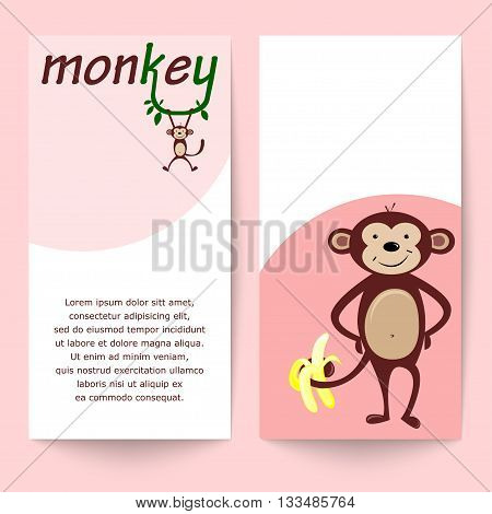 Vector background. Funny abstract monkey. Flat style