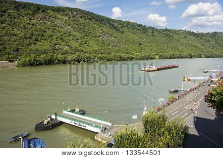 BOPPARD GERMANY 9 AUGUST 2014 - The River Rhine at Boppard Germany UNESCO World Heritage Site