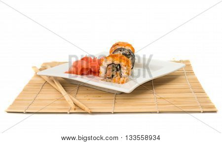 fish, food sushi isolated on white background