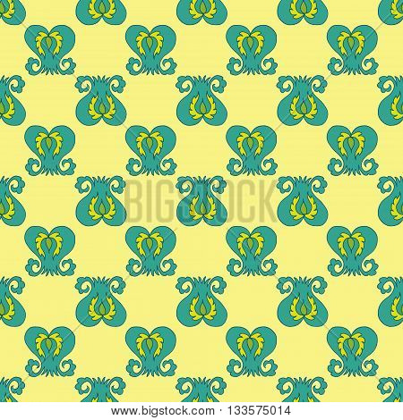 Tatar floral pattern. Stylized flower pattern. Vector illustration