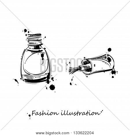 Vector illustration of nail polish. Fashion illustration. Beauty and fashion.
