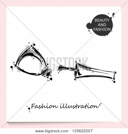 Vector illustration of nail polish. Fashion illustration. Beauty and fashion.