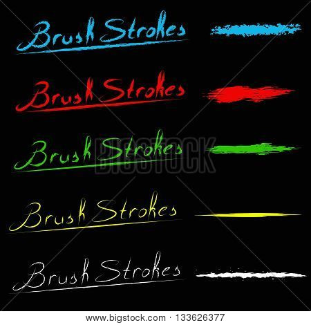 Set of colored brush strokes. Vector. EPS10