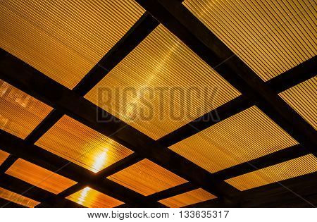 The roof of the veranda of orange polycarbonate