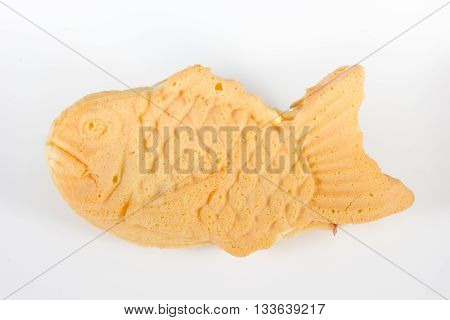 Taiyaki cakes on white background Japanese confectionery
