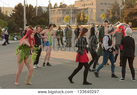 Group Of Visitors Plays Outdoor Game At Animefest