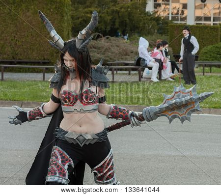 Cosplayer Dressed As The Character Lady Deathwing