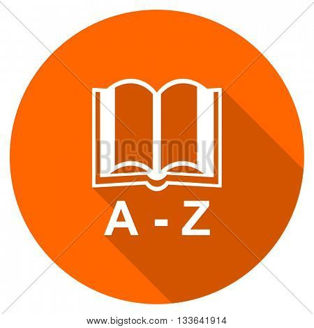 dictionary vector icon, circle flat design internet button, web and mobile app illustration