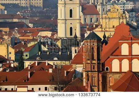 VILNIUS LITHUANIA - MARCH 20: The Old Town of Vilnius on March 20 2015 in Vilnius Lithuania. In 1994 the Vilnius Old Town was included in the UNESCO World Heritage List.