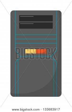 Modern desktop computer with wireless keyboard and desktop computer vector flat illustration. Desktop computer technology screen monitor and office wide wireless communication desktop computer.