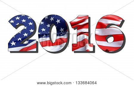 3d illustration of waving American Flag on white background