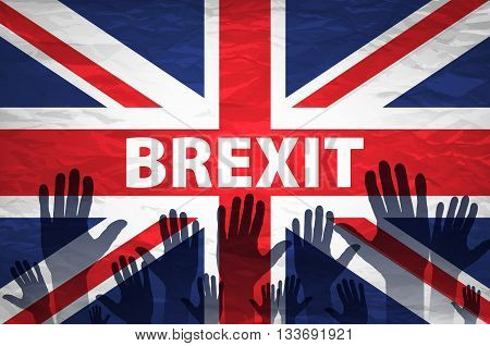 Two Persons Holding Hands Patterned With The Flag Of The United Kingdom And The Flag Of The European