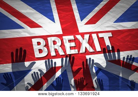 Two Persons Holding Hands Patterned With The Flag Of The United Kingdom And The Flag Of The European